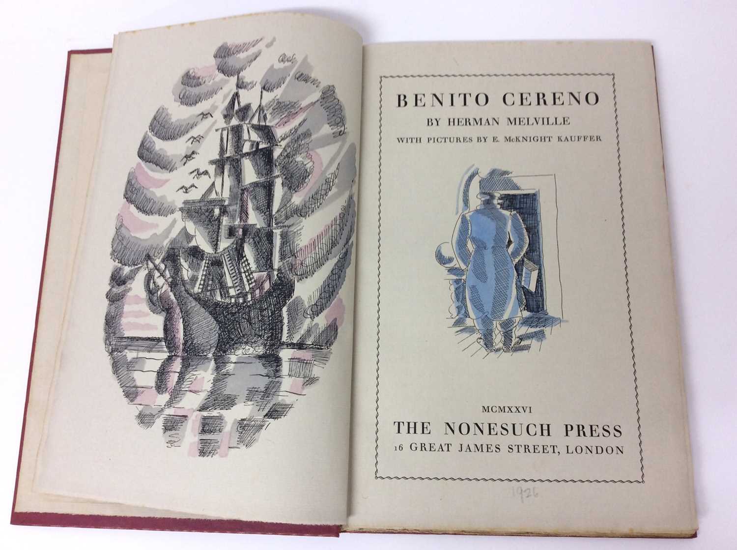 Herman Melville ; “Benito Cereno”, publ. 1926, illus. by E. McKinght Kauffer, number 1100;of 1650 - Image 2 of 6