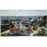 Penny Berry Paterson (1941-2021) colour linocut - St Abbs Harbour, signed and numbered 17/20