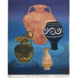 Penny Berry Paterson (1941-2021) colour linocut, Roman Pots, Chelmsford Museum, signed and numbered