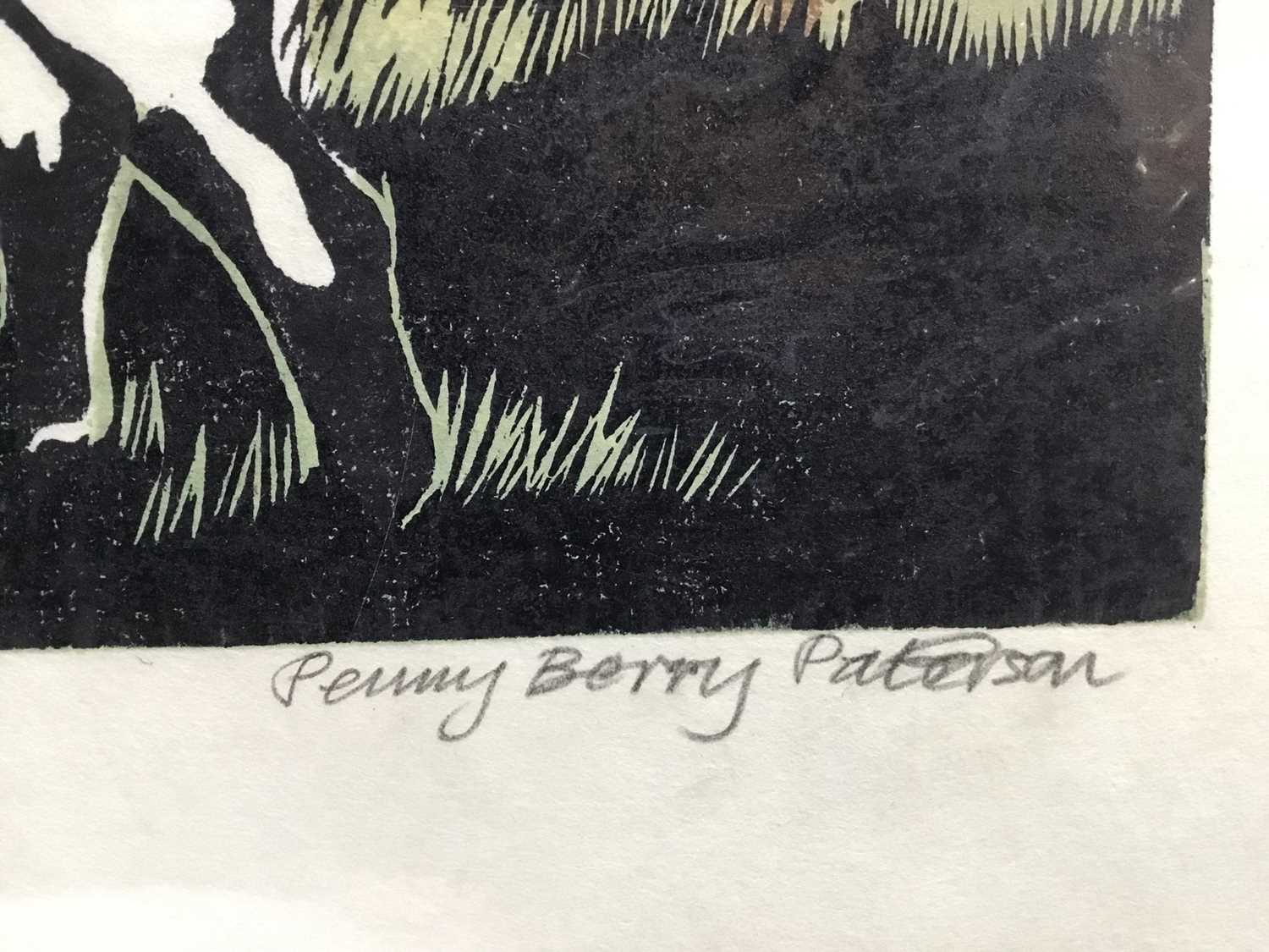 Penny Berry Paterson (1941-2021) colour linocut print, Out to graze, signed and numbered 4/8, 30 x 4 - Image 3 of 3