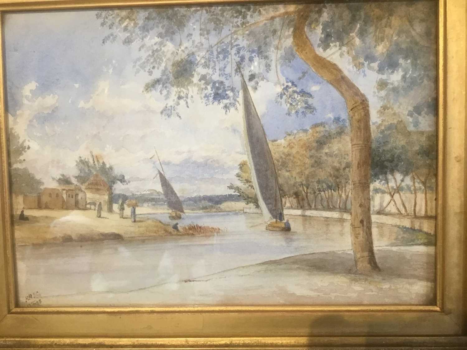 Harry Hemeresley St George (late 19th / early 20th century), river scene, Sri Lanka, watercolour - Image 2 of 7