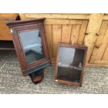 Edwardian mahogany hanging corner display cabinet, together with another mahogany hanging cupboard