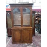 Victorian mahogany two height bookcase, with glazed upper section