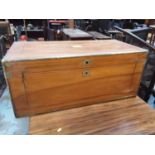 Good quality brass bound camphor wood trunk with inlaid brass decoration, 92cm wide, 45cm deep, 39.5