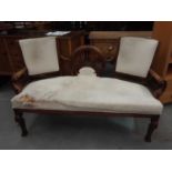 Late 19th century Colonial hardwood three seater settee with pierced central splat back, 148cm wide,