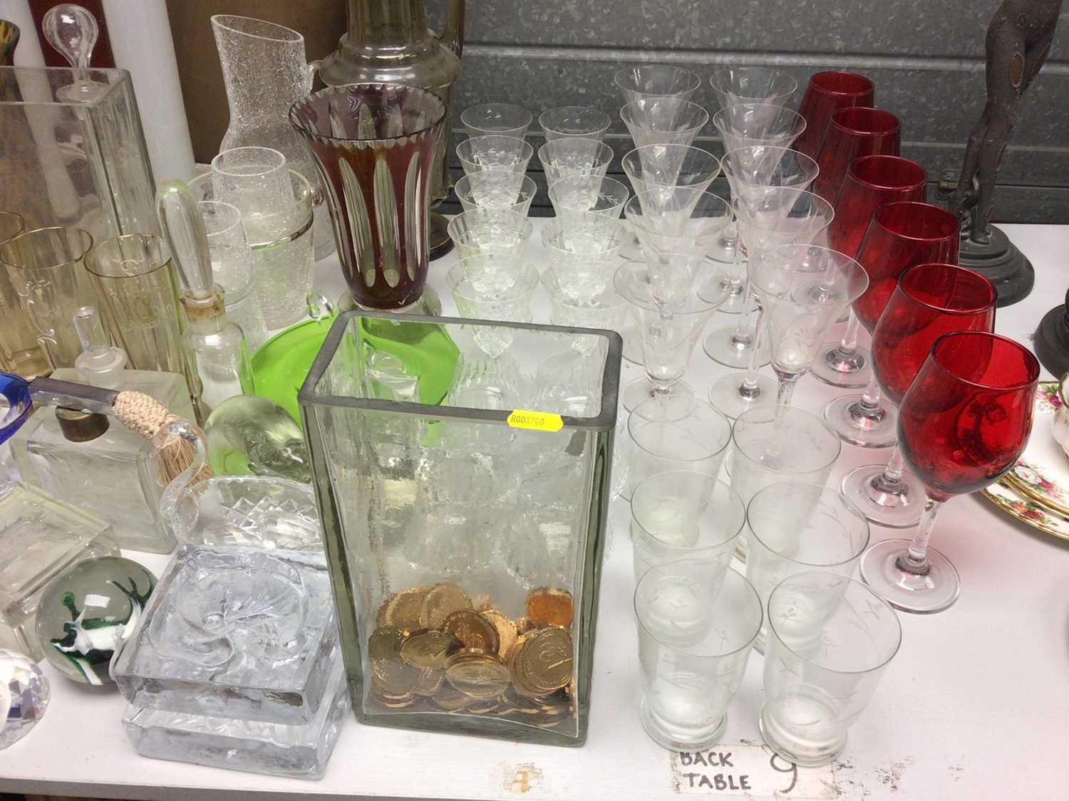 Large group of assorted glassware to include decanters and coloured glass - Image 2 of 2
