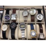 Quantity contemporary wristwatches including Sekonda, Seiko, Avia, Citron, Pulsar, Timex, Casio, Rot