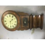 Victorian rosewood and inlaid drop dial wall clock