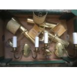 Lot brass wall lights and picture lights