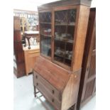 1930s oak two height bureau bookcase