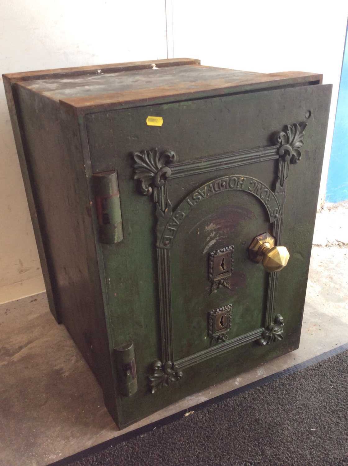 Victorian green painted Strong Holdfast Safe