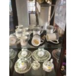 Portmeirion Greek Key coffe ware designed by Susan Williams Ellis, Coalport Revelry coffee set, and
