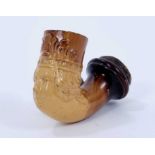 Unusual 18th/19th century lead glazed pottery tobacco pipe bowl, moulded in the form of a woman in c