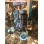 Isle of Wight vase and scent bottle, Caithness and other art glass