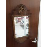 Georgian style walnut wall mirror with parcel gilt slip and Ho Ho bird decoration, 80.5cm x 43cm wid