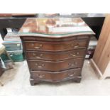 Georgian style mahogany serpentine fronted chest with brushing slide and four long graduated drawers