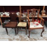 Selection of chairs, corner shelf, dressing table mirror and gout stool