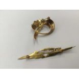 Two 1960s/1970s 9ct gold and cultured pearl brooches
