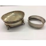 Mappin and Webb silver trinket box and a silver bangle