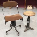Vintage machinists industrial chair, together with a machinists stool