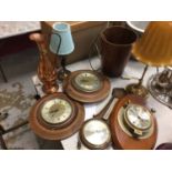 Sundry items, including two lamps, three clocks, a barometer, etc