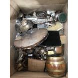 Box of mixed silver plate and other sundries