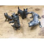 Cold painted bronze cat, other similar figures