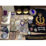 Campaign Service medal, Long Service and Good Conduct medal, military sports medallions, silver