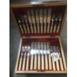 Cased set of cutlery, various plate
