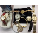 Group of wristwatches including three 9ct gold cased watches