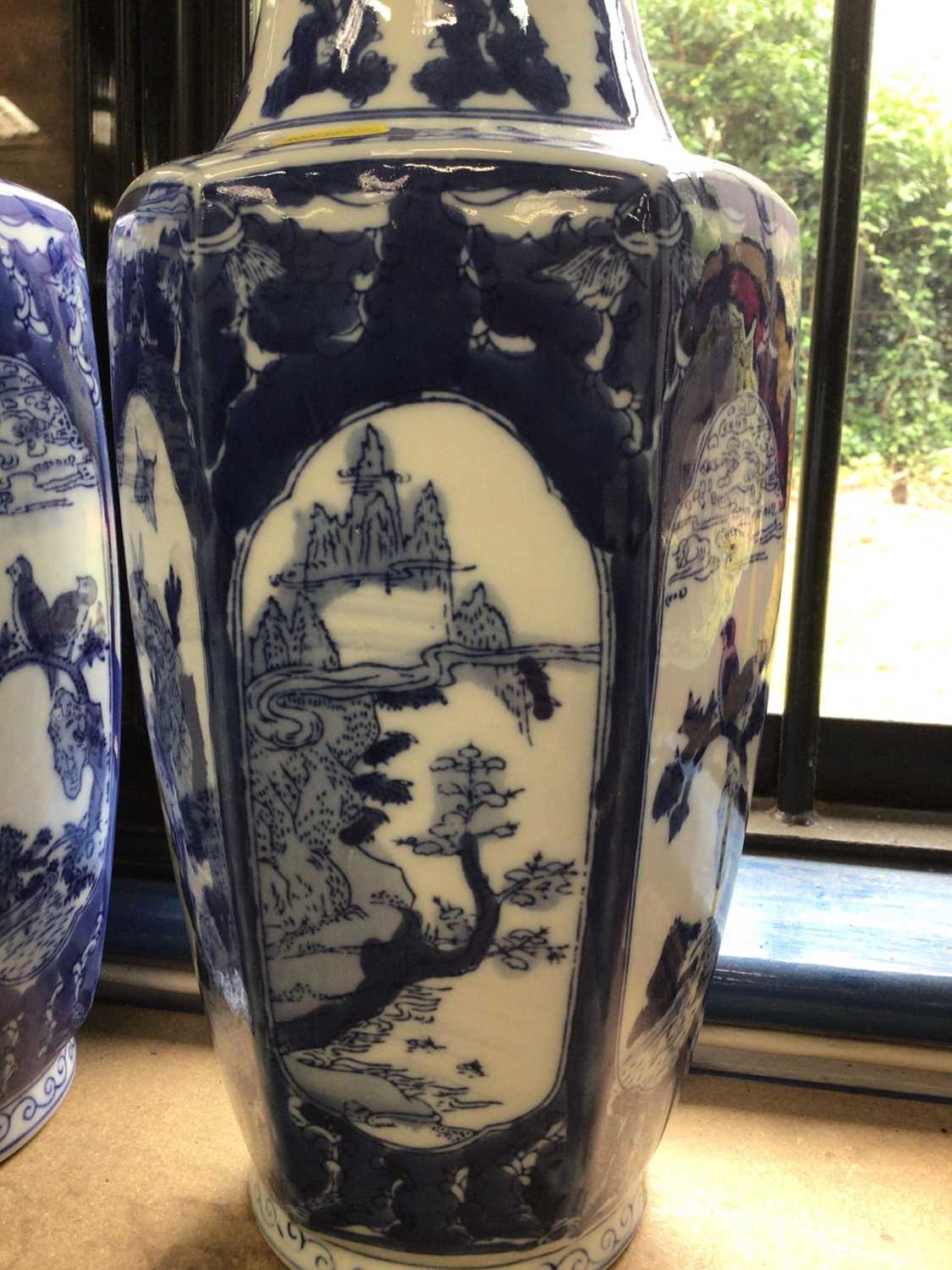 Pair of Chinese blue and white vases of good colour and design - Image 2 of 2