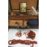 Collection of jewellery and bijouterie to include a Tiffany desk clock, Edwardian 9ct gold chain, co