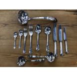 Service of silver plated cutlery for twelve place settings, together with various plate
