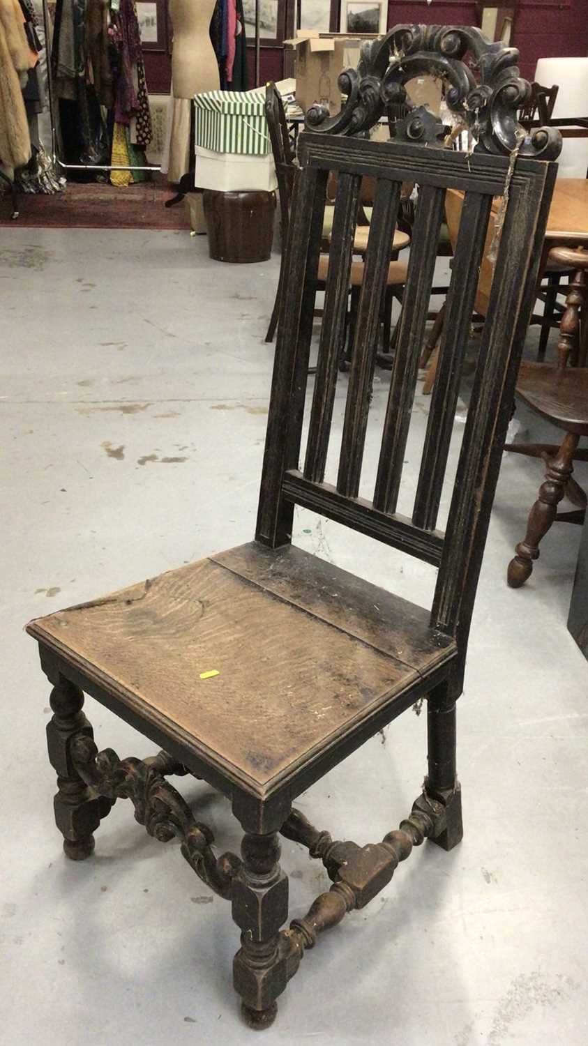 Late Victorian carved oak refectory style table on large bulbous turned legs H70, W186, D117cm toget - Image 9 of 10