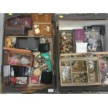 Two boxes of vintage costume jewellery and bijouterie
