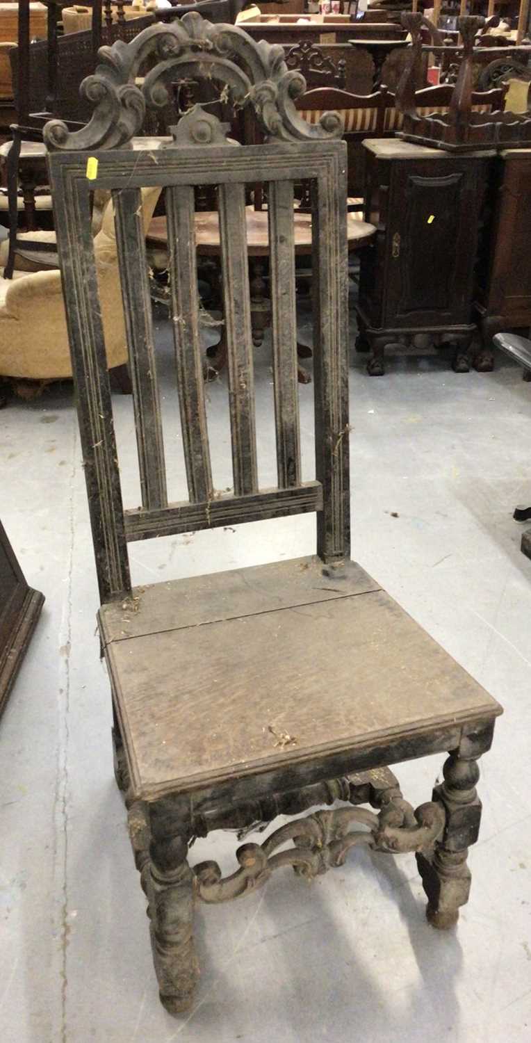 Late Victorian carved oak refectory style table on large bulbous turned legs H70, W186, D117cm toget - Image 3 of 10