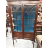 Edwardian inlaid mahogany display cabinet, 89cm wide, 31cm deep, 175cm high