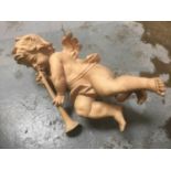 Continental maple wood carving of a cherub