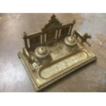 Victorian brass inkstand