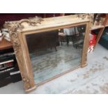 19th century gilt gesso overmantel wall mirror