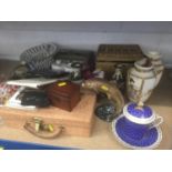 Beswick trout, paperweights, Sevres chocolate cup, jewellery, silver christening cup,, sundries.