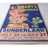 Circus Poster 1960s Billy Smart's Circus Dumbo Pink Elephant.