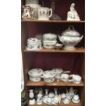 Group of decorative ceramics to include a set of five French Limoges porcelain sauce pans retailed b