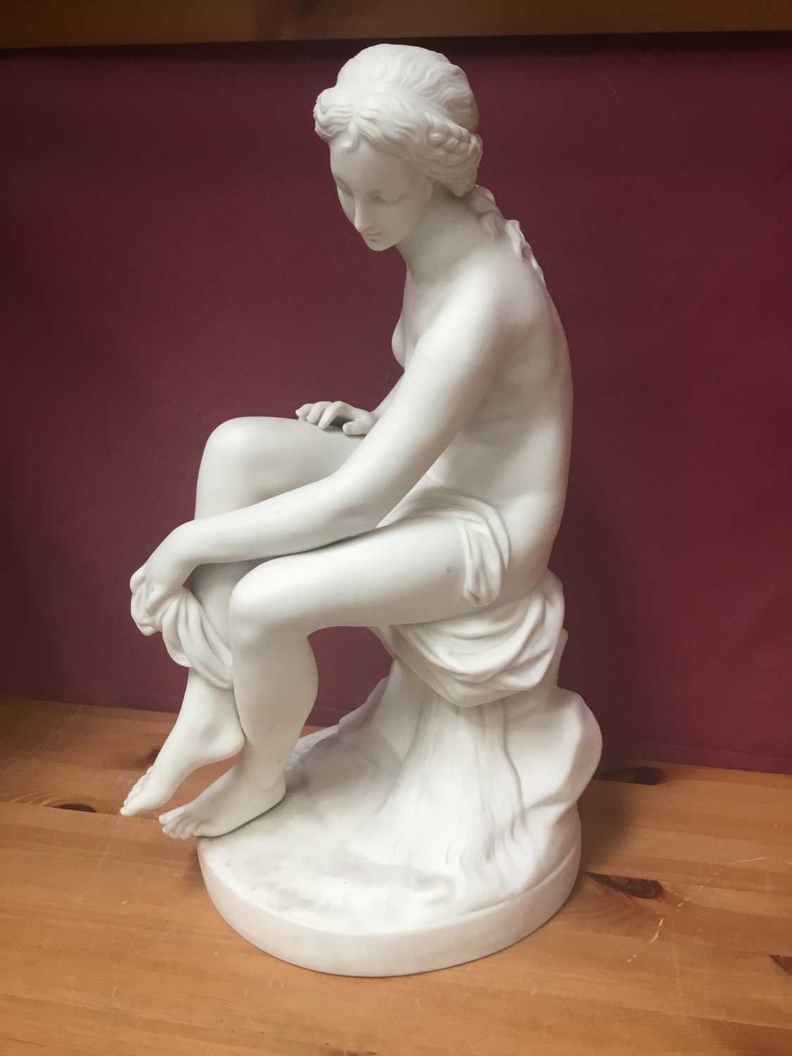 19th century Parian porcelain sculpture of seated female nude, approximately 38cm. - Image 3 of 5