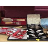 Large collection of assorted silver plated cutlery and flatware to include some cased sets (qty)