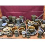 Collection Irish Wade items including mugs, tankards, dishes, vases etc