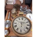 Group various mantle clocks, anniversary clocks, Essex Education Committee wall clock, barometer and