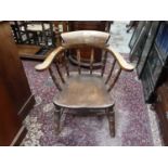 Antique beech and elm captains tub chair
