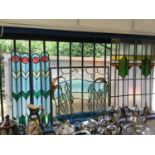Group of Art Nouveau and Art Deco stained glass panels, largest approximately 82cm x 32cm