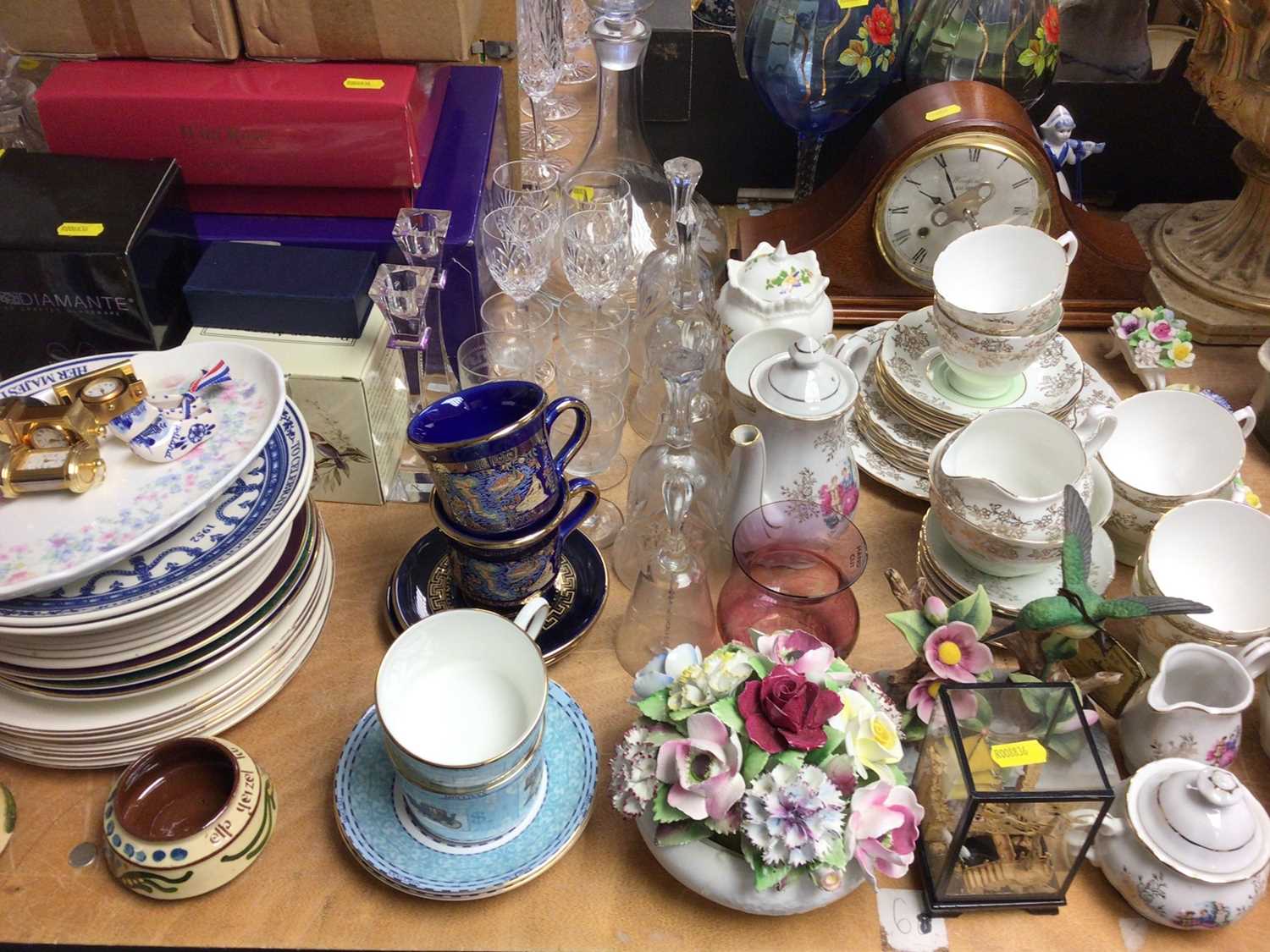 Group cut glassware including Royal Doulton, Edinburgh Crystal, various tea ware, decorative plates - Image 2 of 2